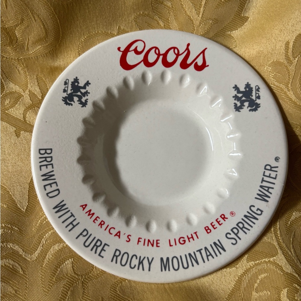 Vintage Coors America's Fine Light Beer Ceramic Ashtray Coin Dish 6” like new